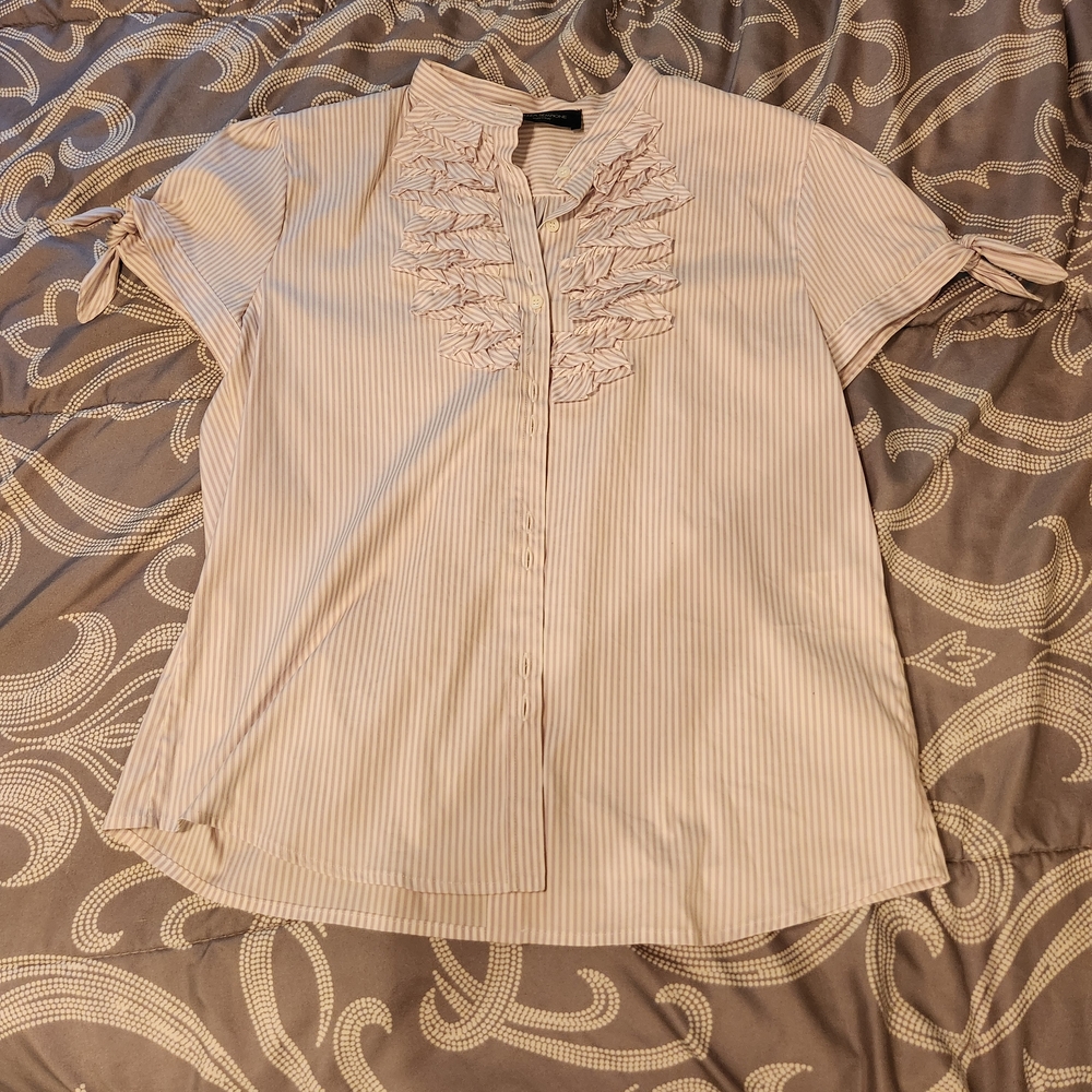 Piazza Sempione Blush Striped Button Down Shirt
